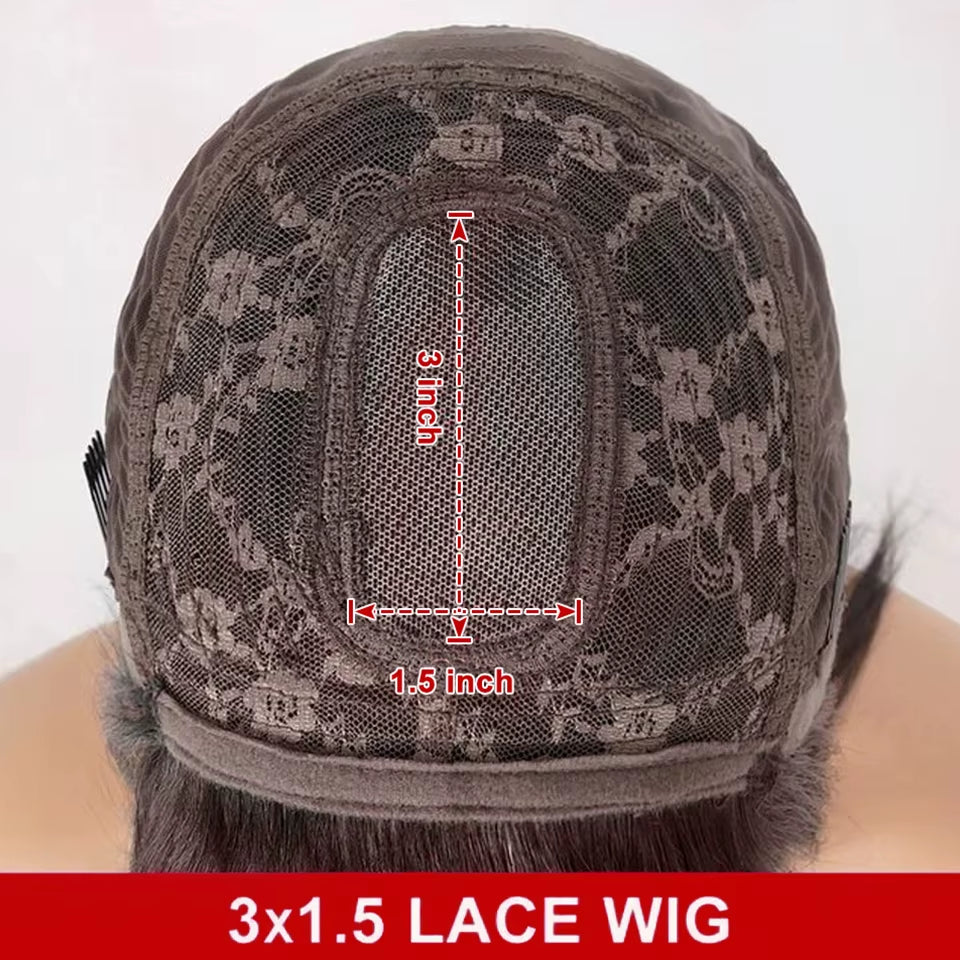 Brazilian Straight Bob Lace Wigs Glueless Straight Human Hair Wigs with Bangs Fringe Middle Part Bob Lace Wigs Realistic Scalp